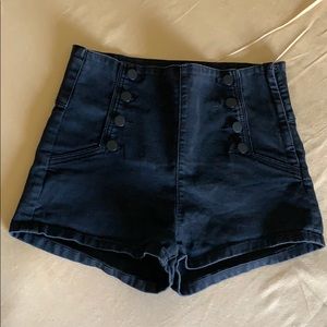 Black High Waisted Denim Shorts